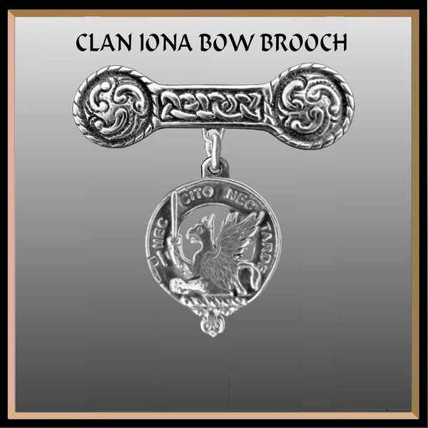 Bannatyne Clan Crest Iona Bar Brooch - Sterling Silver