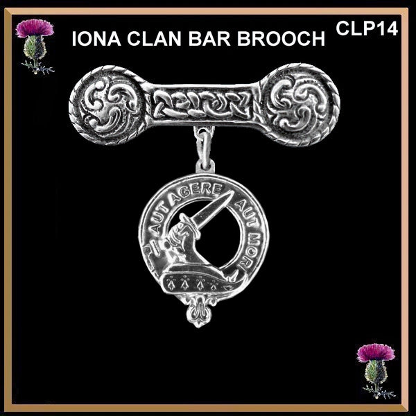 Barclay Clan Crest Iona Bar Brooch - Sterling Silver