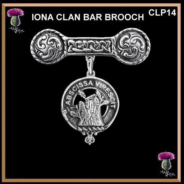 Bissett Clan Crest Iona Bar Brooch - Sterling Silver