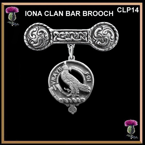 Boswell Clan Crest Iona Bar Brooch - Sterling Silver