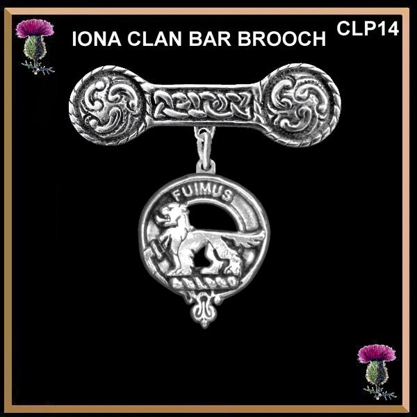 Bruce Clan Crest Iona Bar Brooch - Sterling Silver