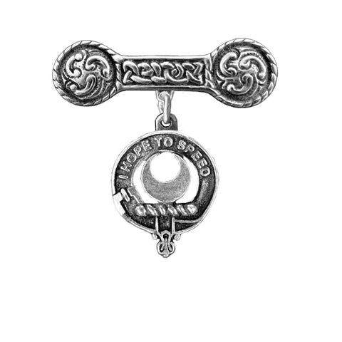 Cathcart Clan Crest Iona Bar Brooch - Sterling Silver