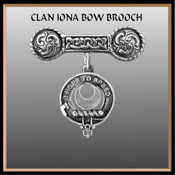 Cathcart Clan Crest Iona Bar Brooch - Sterling Silver