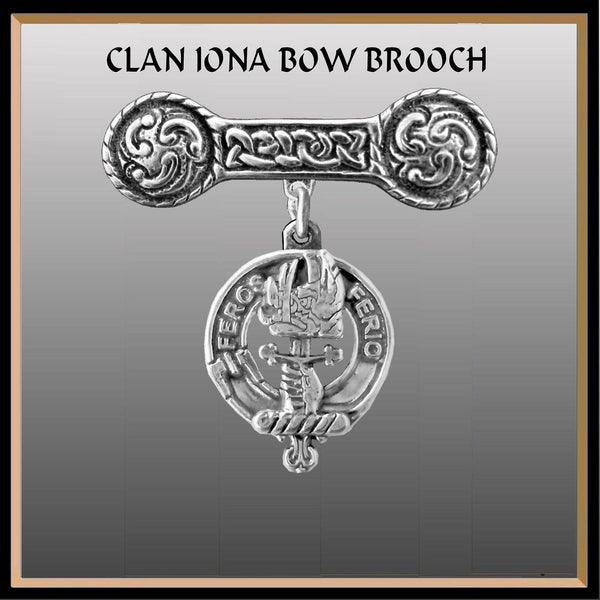 Chisholm Clan Crest Iona Bar Brooch - Sterling Silver
