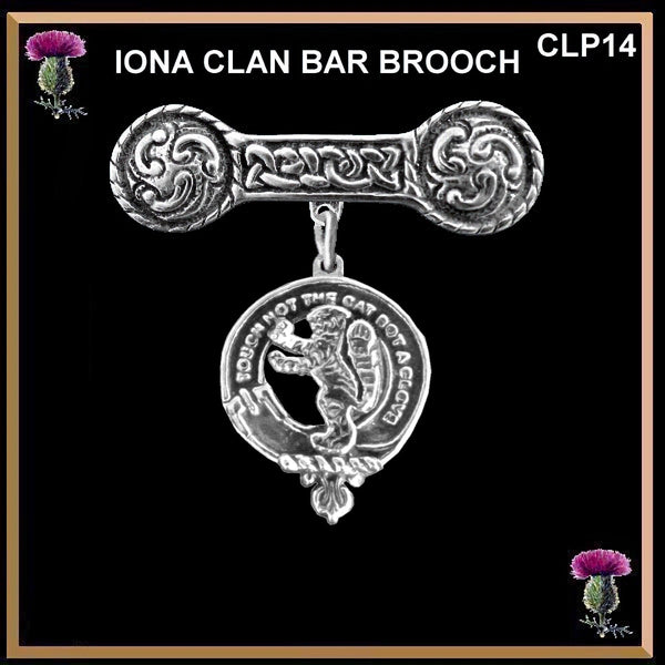Chattan Clan Crest Iona Bar Brooch - Sterling Silver