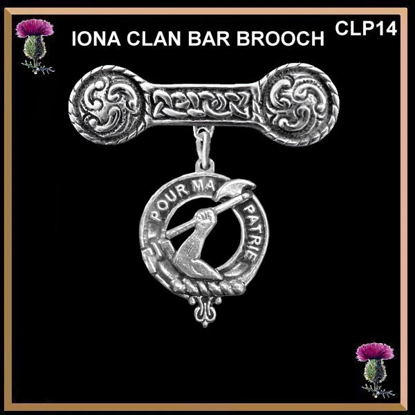 Cooper Clan Crest Iona Bar Brooch - Sterling Silver