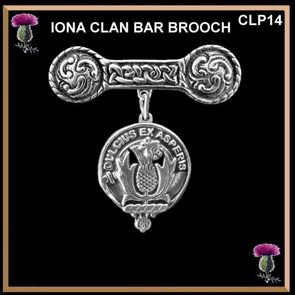 Ferguson Clan Crest Iona Bar Brooch - Sterling Silver