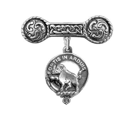 Findlay Clan Crest Iona Bar Brooch - Sterling Silver