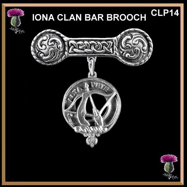 Fletcher Clan Crest Iona Bar Brooch - Sterling Silver
