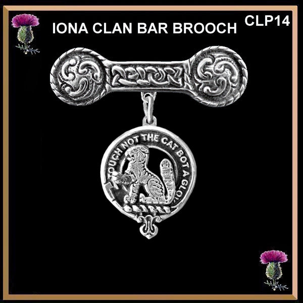 Gow Clan Crest Iona Bar Brooch - Sterling Silver