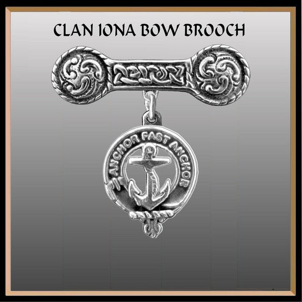 Gray Clan Crest Iona Bar Brooch - Sterling Silver