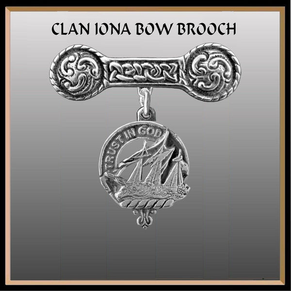 Harkness Clan Crest Iona Bar Brooch - Sterling Silver
