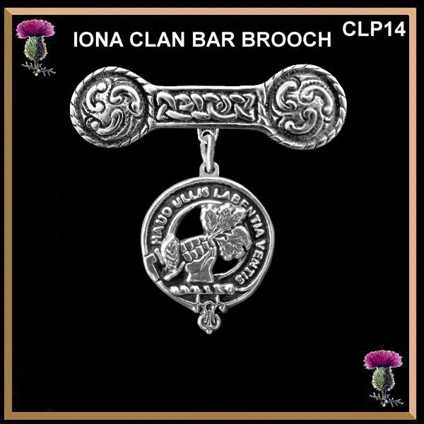 Irvine (Bonshaw) Clan Crest Iona Bar Brooch - Sterling Silver