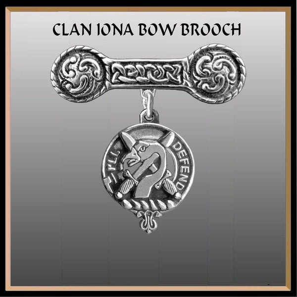 Lennox Clan Crest Iona Bar Brooch - Sterling Silver