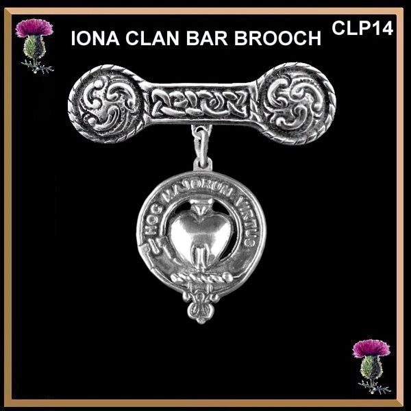 Logan Clan Crest Iona Bar Brooch - Sterling Silver