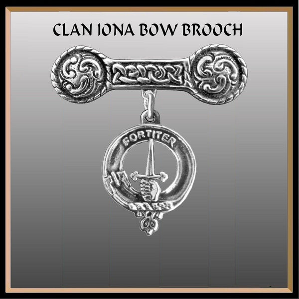 MacAlister Clan Crest Iona Bar Brooch - Sterling Silver