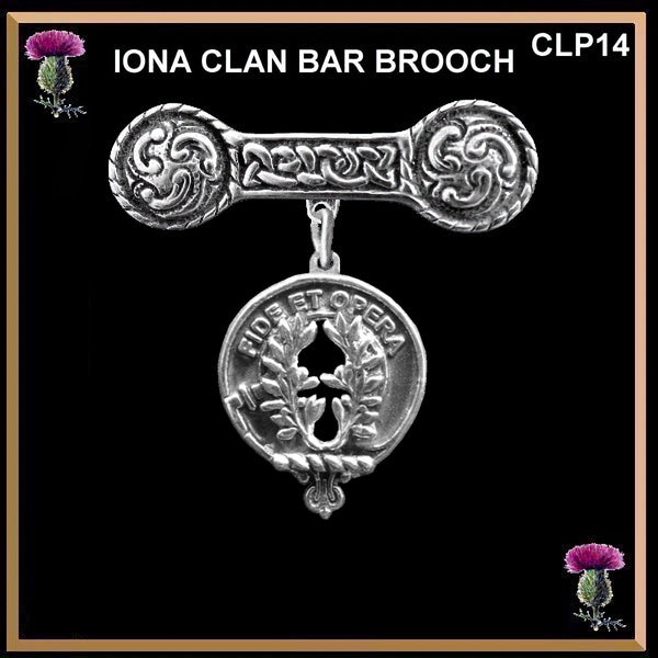 MacArthur Clan Crest Iona Bar Brooch - Sterling Silver