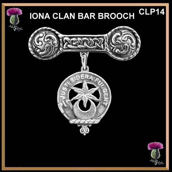 MacCall Clan Crest Iona Bar Brooch - Sterling Silver