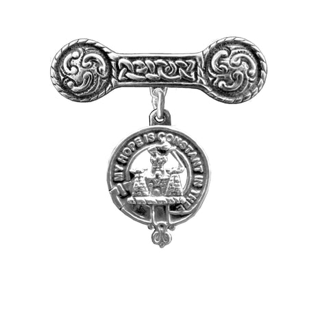 MacDonald (Clanranald) Clan Crest Iona Bar Brooch - Sterling Silver