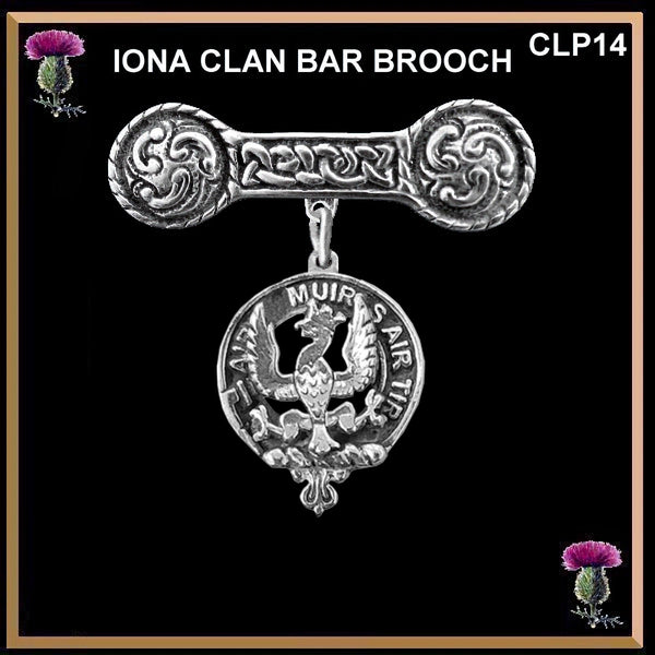 MacDonald (Keppoch) Clan Crest Iona Bar Brooch - Sterling Silver