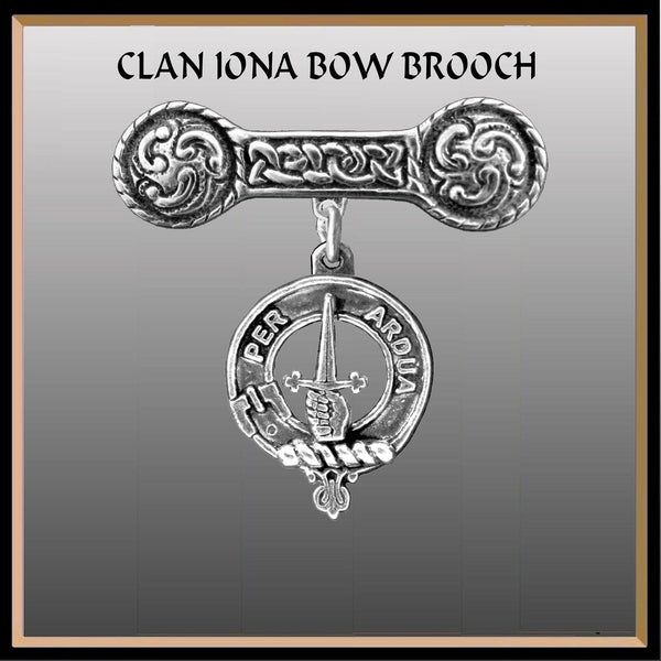 MacIntyre Clan Crest Iona Bar Brooch - Sterling Silver