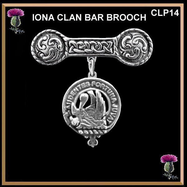 MacKinnon Clan Crest Iona Bar Brooch - Sterling Silver