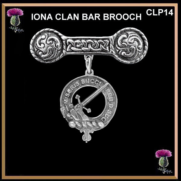 MacMillan Clan Crest Iona Bar Brooch - Sterling Silver