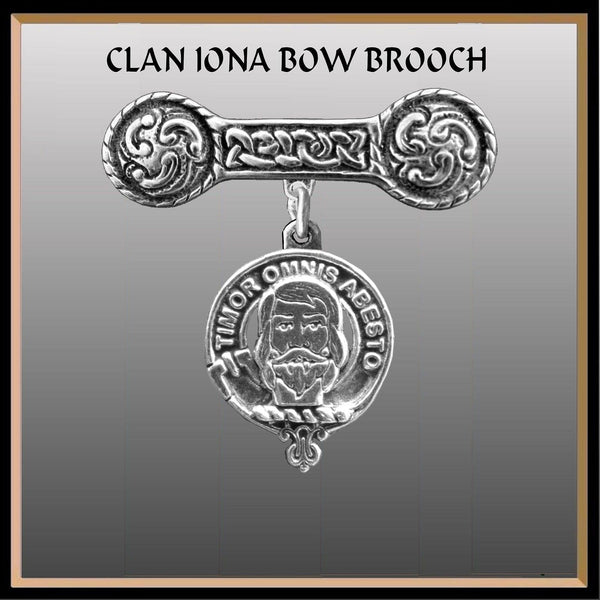 MacNab Clan Crest Iona Bar Brooch - Sterling Silver