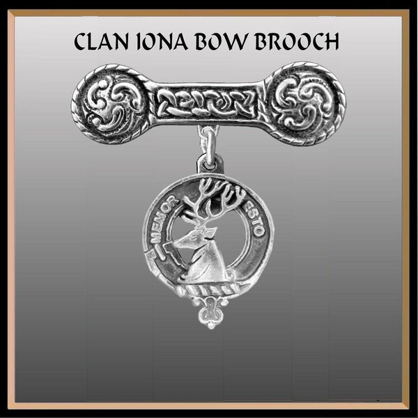 MacPhail Clan Crest Iona Bar Brooch - Sterling Silver