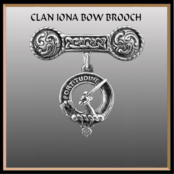 MacRae Clan Crest Iona Bar Brooch - Sterling Silver