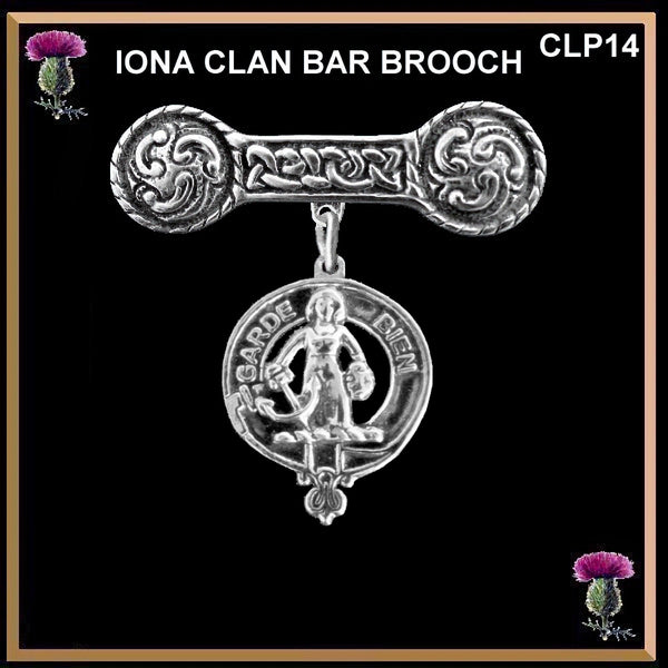 Montgomery Clan Crest Iona Bar Brooch - Sterling Silver