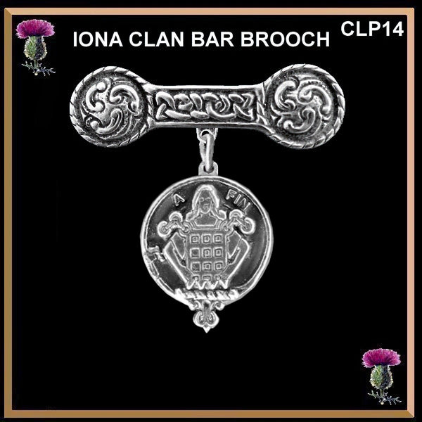 Ogilvie Clan Crest Iona Bar Brooch - Sterling Silver