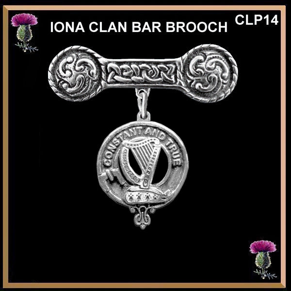 Rose Clan Crest Iona Bar Brooch - Sterling Silver
