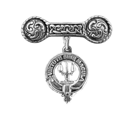 Russell Clan Crest Iona Bar Brooch - Sterling Silver