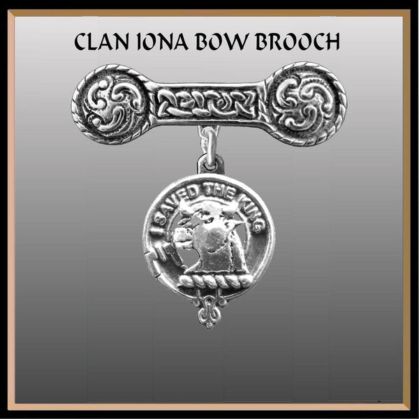 Turnbull Clan Crest Iona Bar Brooch - Sterling Silver