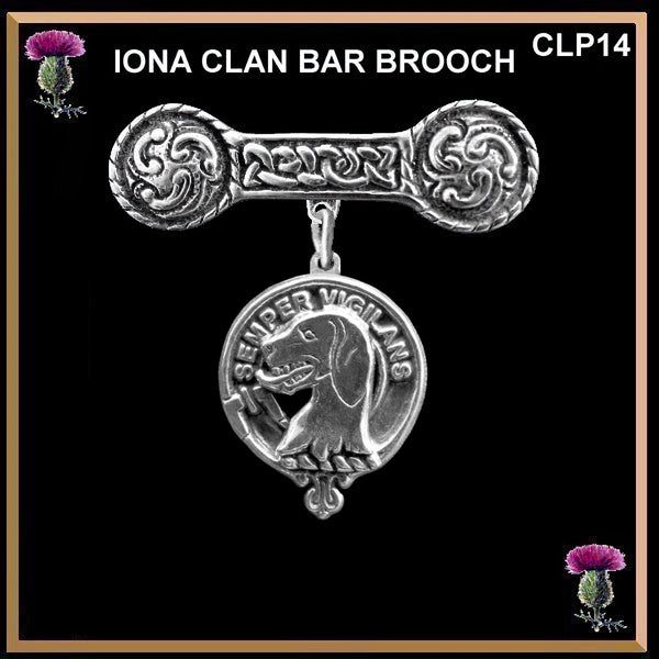 Wilson (Hound) Clan Crest Iona Bar Brooch - Sterling Silver