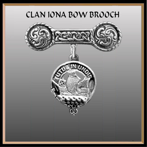 Wood Clan Crest Iona Bar Brooch - Sterling Silver