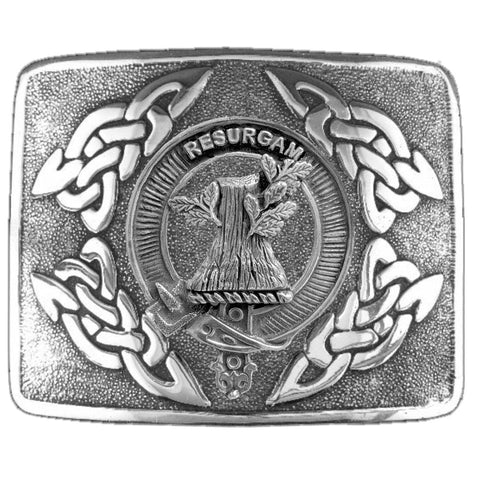 Crosbie Clan Crest Interlace Kilt Buckle, Scottish Badge