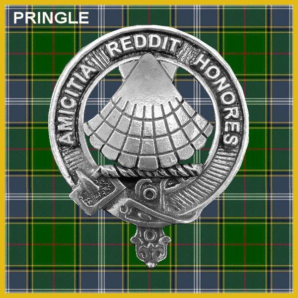 Pringle Clan Crest Interlace Kilt Buckle, Scottish Badge