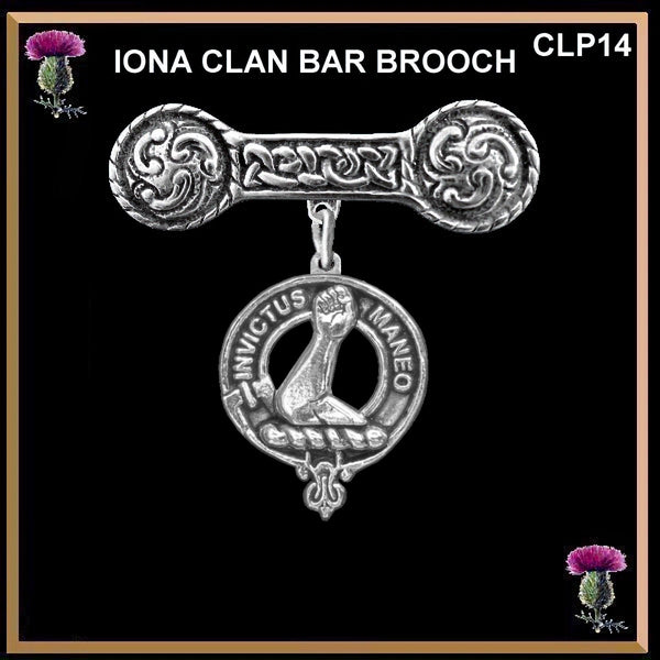 Armstrong Clan Crest Iona Bar Brooch - Sterling Silver