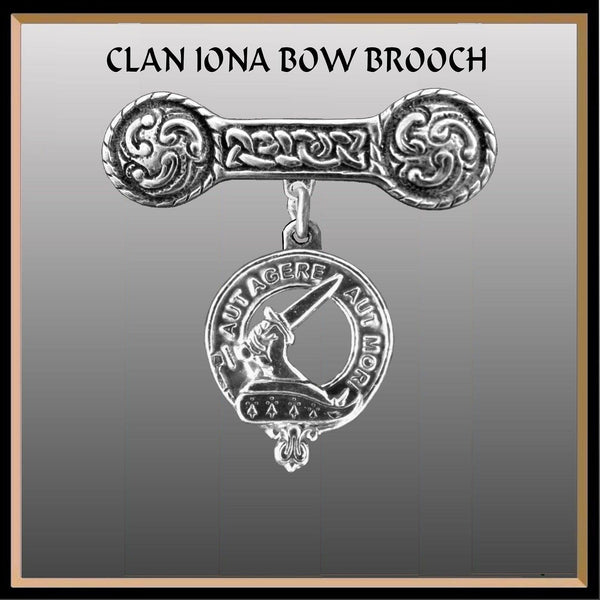 Barclay Clan Crest Iona Bar Brooch - Sterling Silver