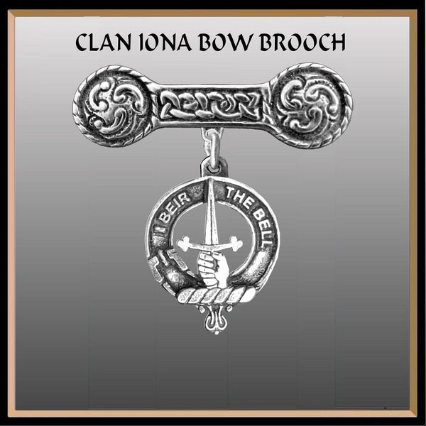 Bell Clan Crest Iona Bar Brooch - Sterling Silver