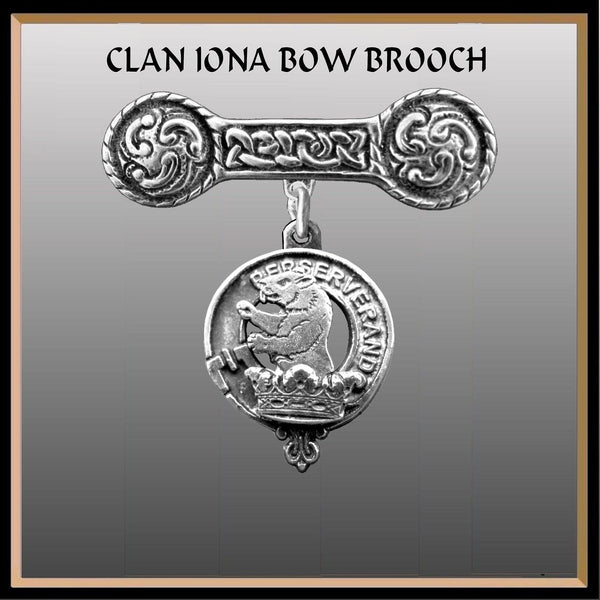 Beveridge Clan Crest Iona Bar Brooch - Sterling Silver