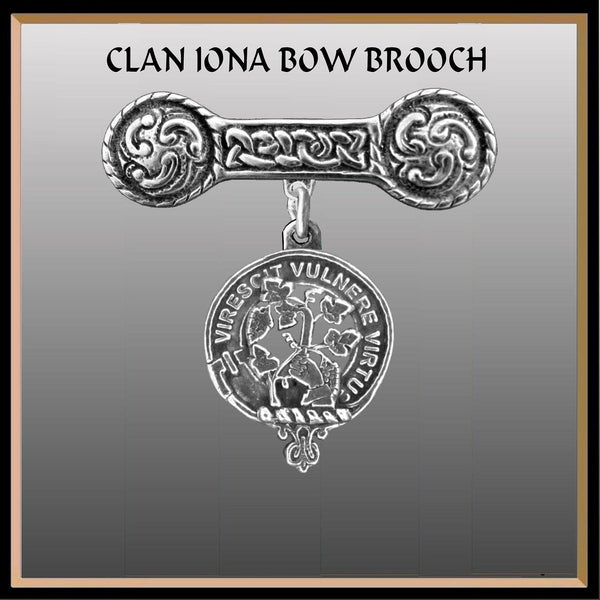 Burnett Clan Crest Iona Bar Brooch - Sterling Silver