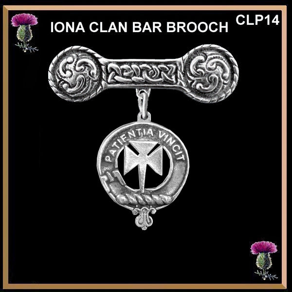 Cheyne Clan Crest Iona Bar Brooch - Sterling Silver