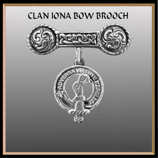 Denniston Clan Crest Iona Bar Brooch - Sterling Silver