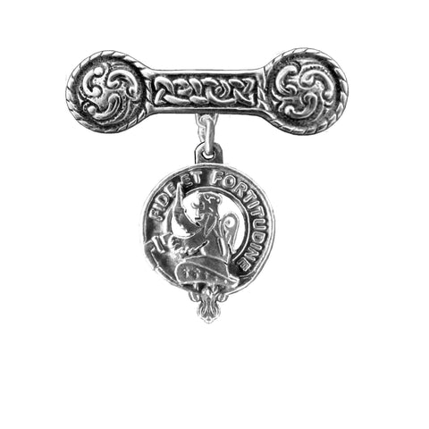 Farquharson Clan Crest Iona Bar Brooch - Sterling Silver