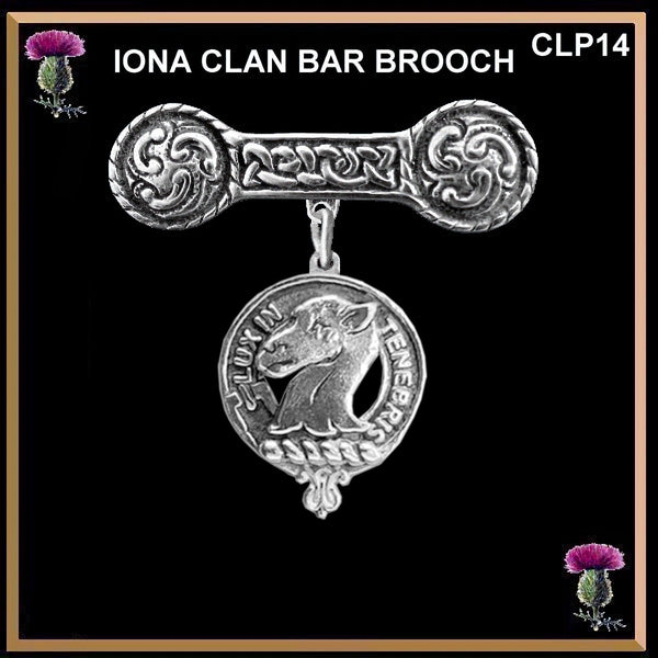 Fullerton Clan Crest Iona Bar Brooch - Sterling Silver