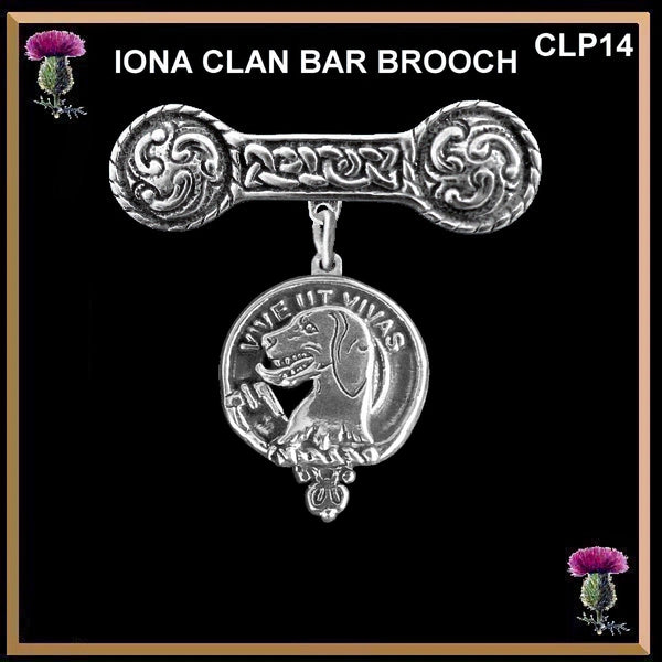 Hall Clan Crest Iona Bar Brooch - Sterling Silver