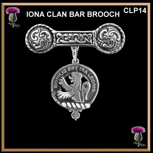 Inglis Clan Crest Iona Bar Brooch - Sterling Silver
